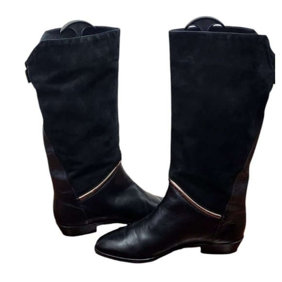 La Vallee Vintage Boots Size 11 Black Leather Pull On New Condition - Picture 11 of 15